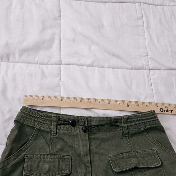 Brandy Melville Kim Cargo Pants 27 Green Adjustable Waist Drawstring Y2K Relaxed - Picture 9 of 11